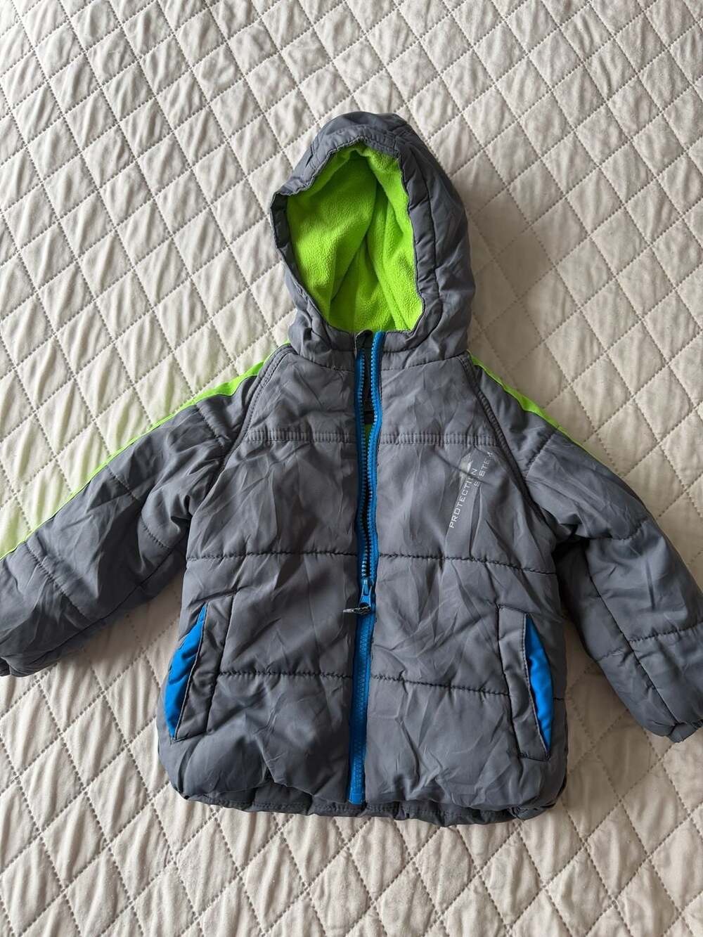 Protection System Puffer Jacket Size 24M Gray Green Blue Fleece Lined